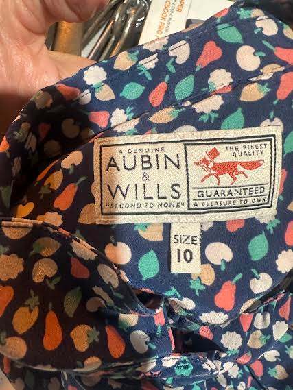 Aubin & Wills Silk Fruit Print Blouse Size 10