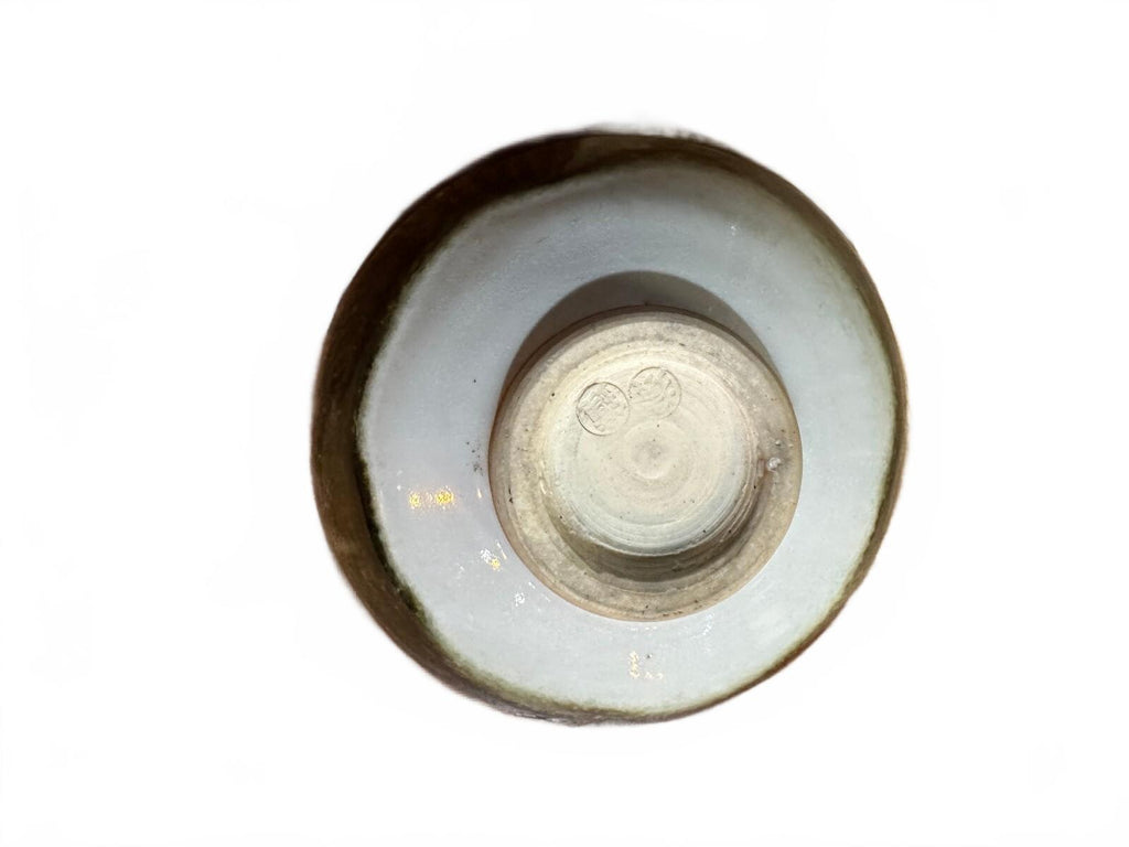 Vintage Green Studio Pottery Bowl Impressed Marks 5.5"