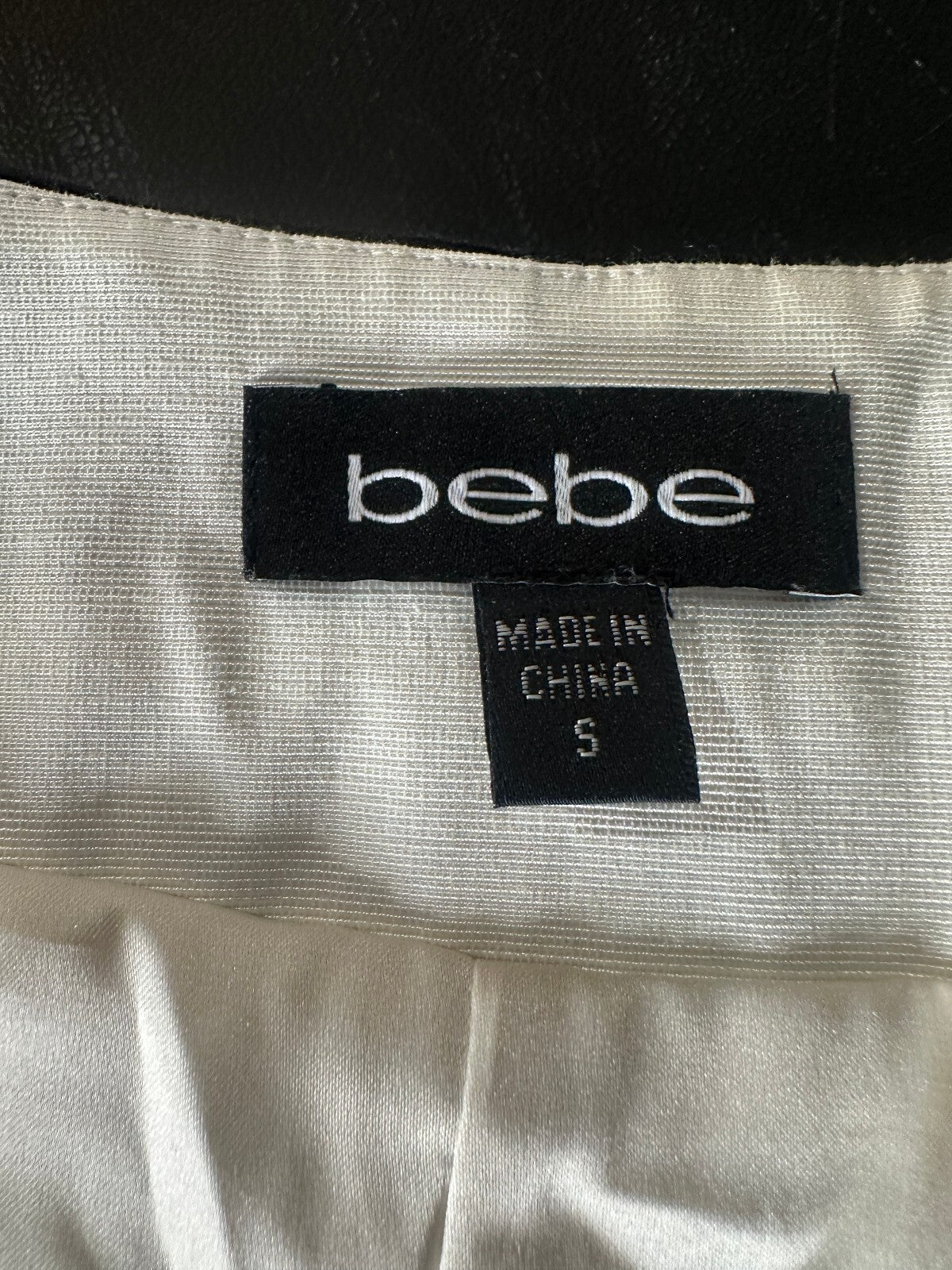 Bebe Black Cream Zip Sheath Dress Size S