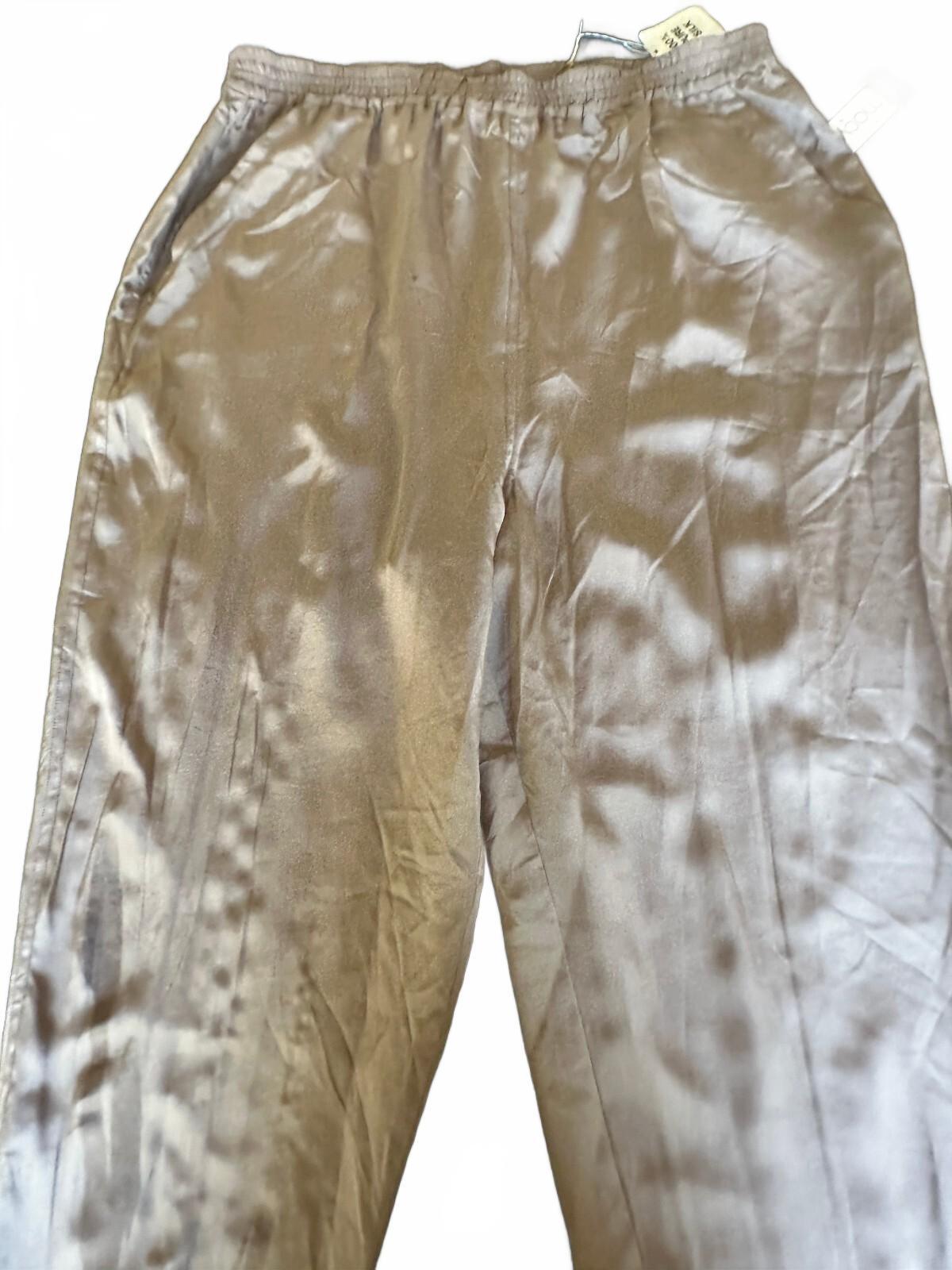 Claude Bennett Taupe Silk Pull-On Pants 10