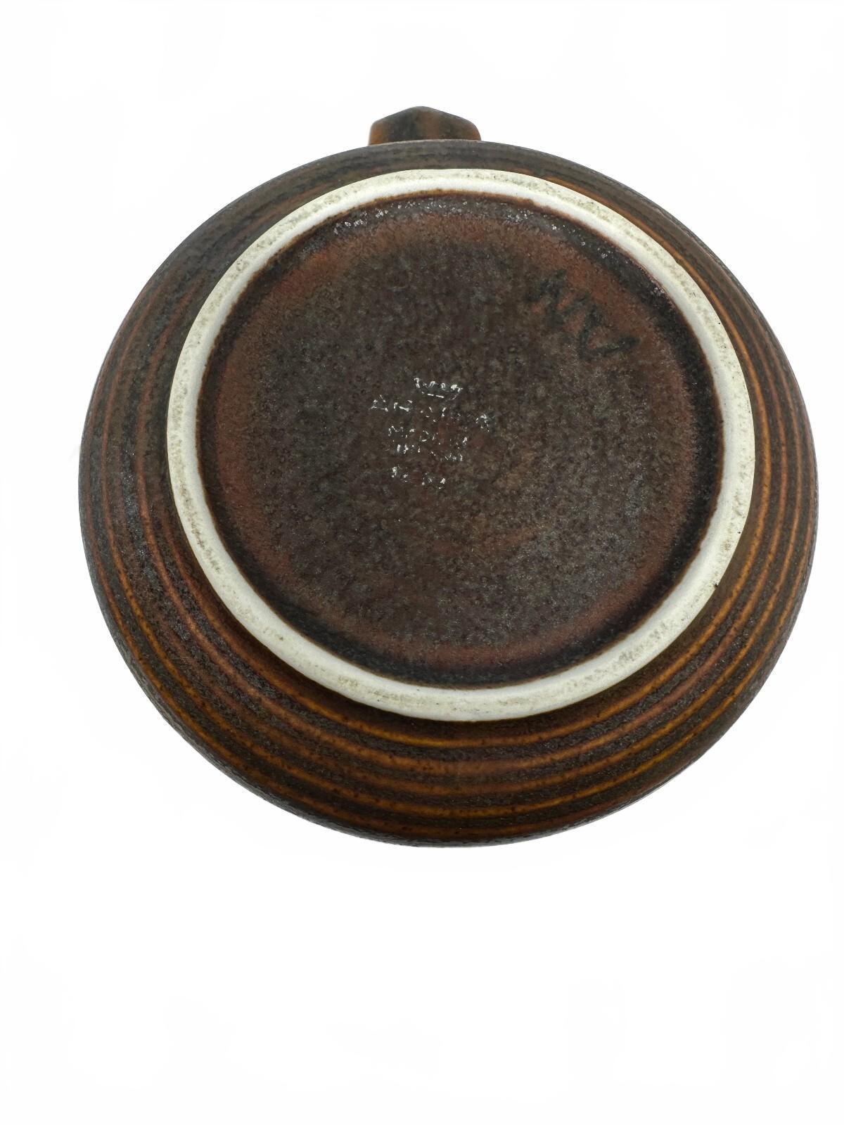 Vintage USA Brown Ribbed Stoneware Mug 1970s