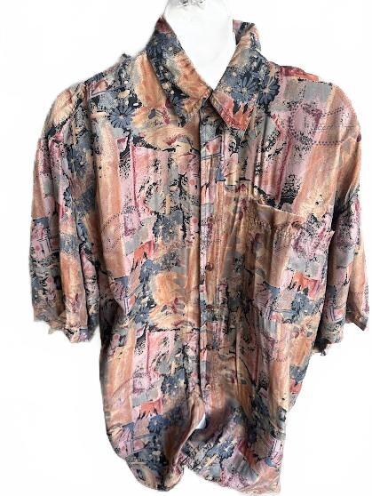 Reputation Silk Abstract Print Shirt Large