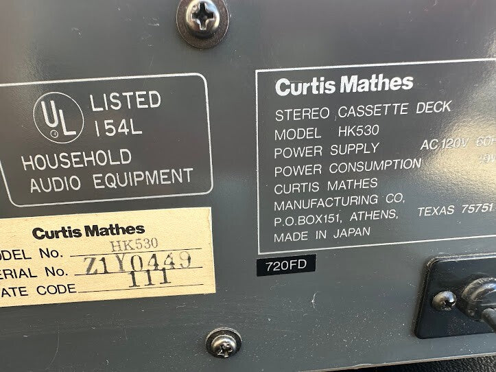 Curtis Mathes HK530 Stereo Cassette Deck Japan