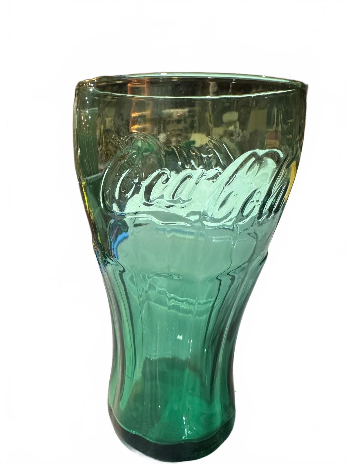 3 Coca-Cola Coke Glasses Vintage Green Clear Tumblers