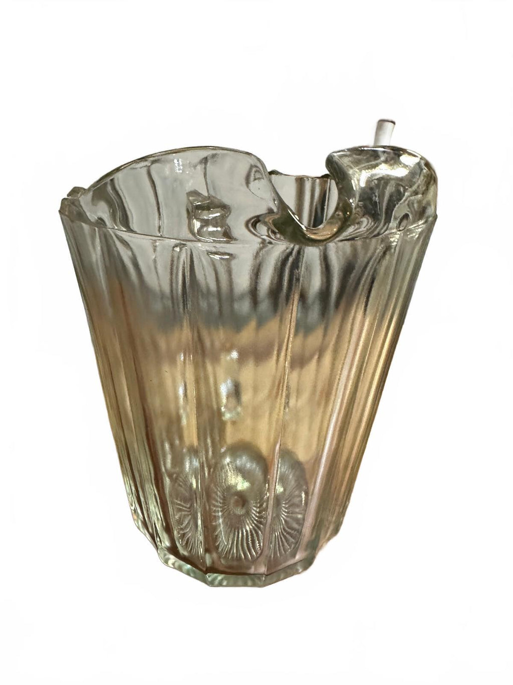 Vintage Clear Pressed Glass 10 Panel Water Pitcher 8"