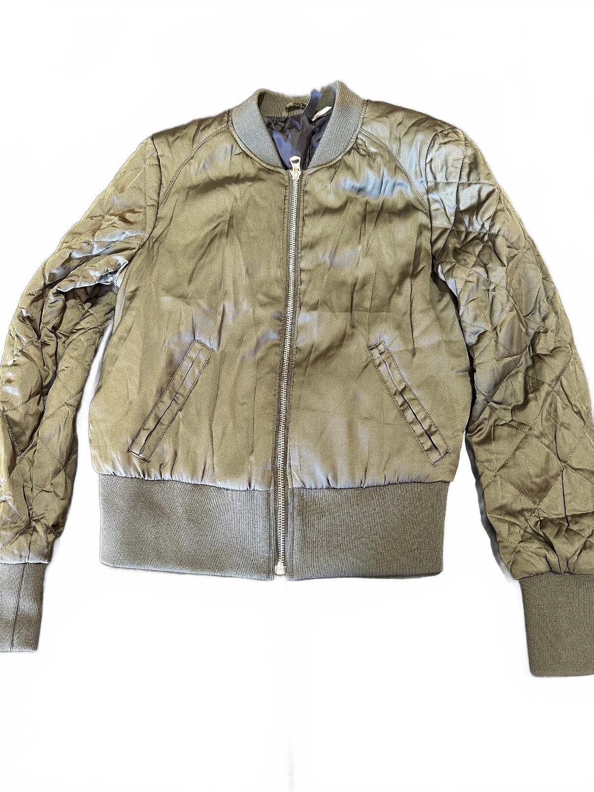 H&M Divided Olive Green Satin Quilted Bomber Jacket 6