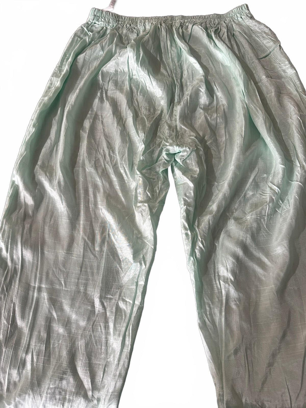Mint Green Shimmer Pull-On Wide Leg Pants