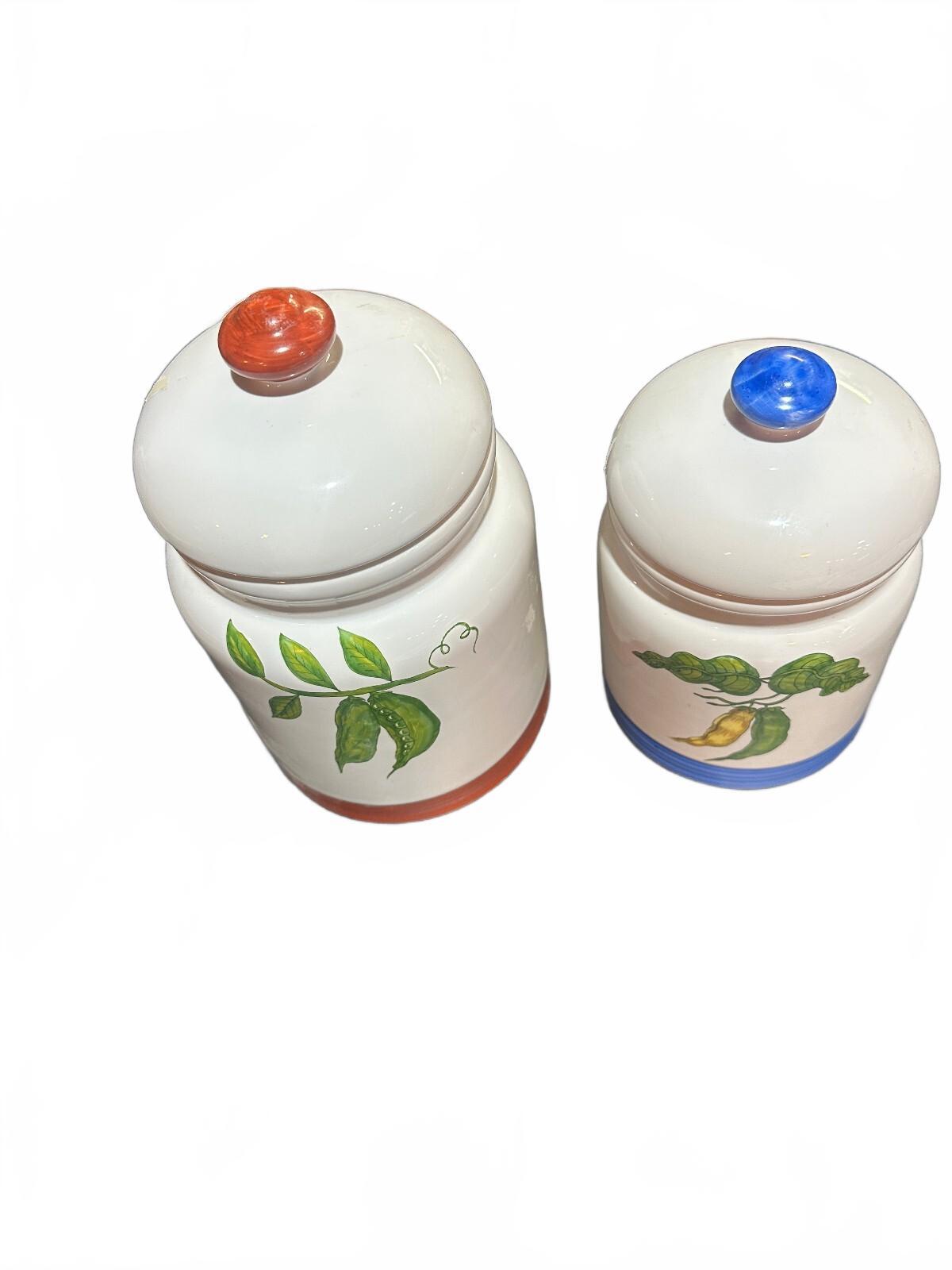 Vintage JWB USA Hand Painted Vegetable Canisters Set 2