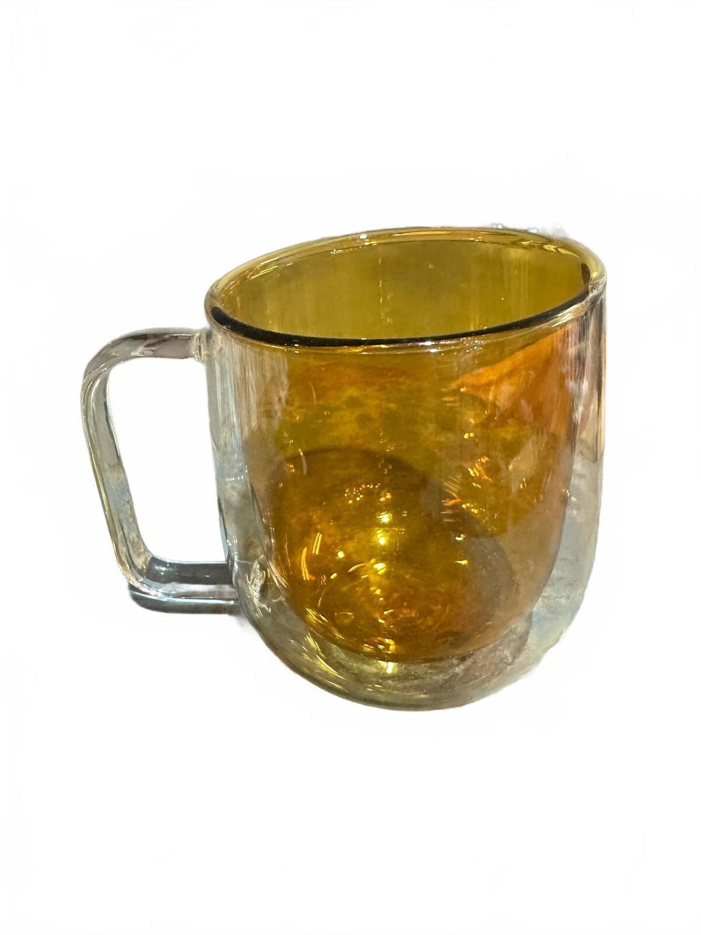 Amber Insert Double Wall Clear Glass Coffee Mug