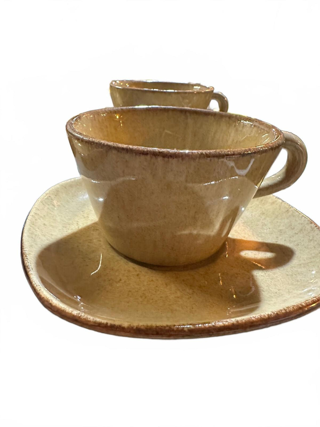 4 Vintage Signed Studio Pottery Cups & Saucers