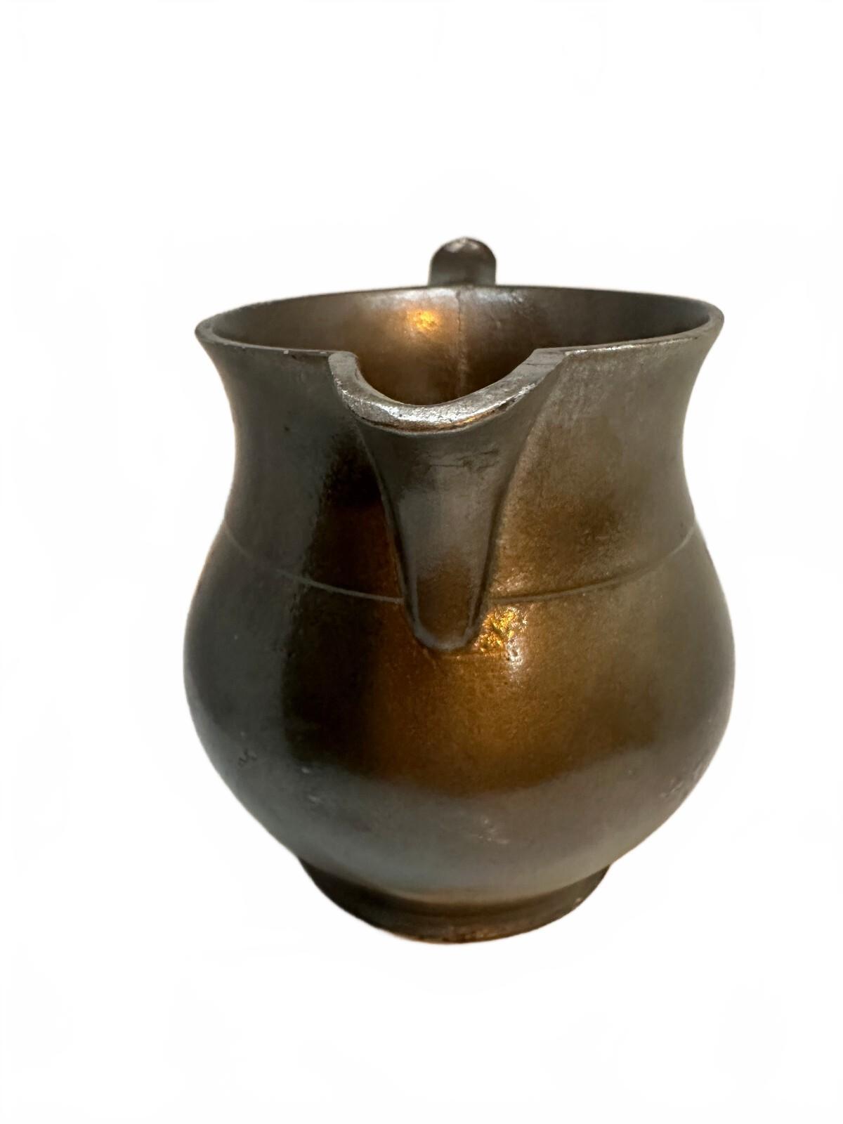 Vintage Bronze Tone Metal Pitcher Sculptural Spout