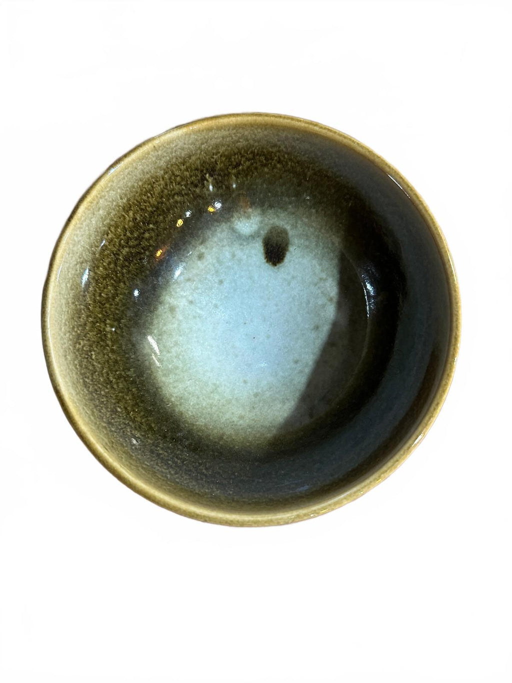 Vintage Green Studio Pottery Bowl Impressed Marks 5.5"