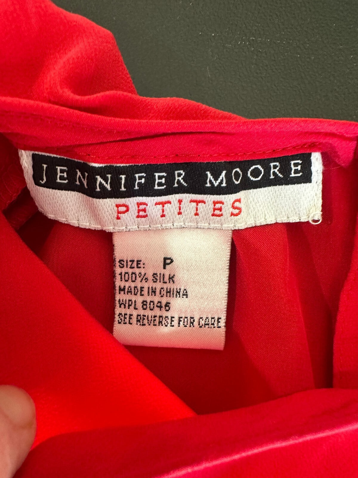 NWT Jennifer Moore Petites Red Silk Blouse P