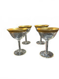4 Vintage Gold Encrusted Champagne Sherbet Glasses