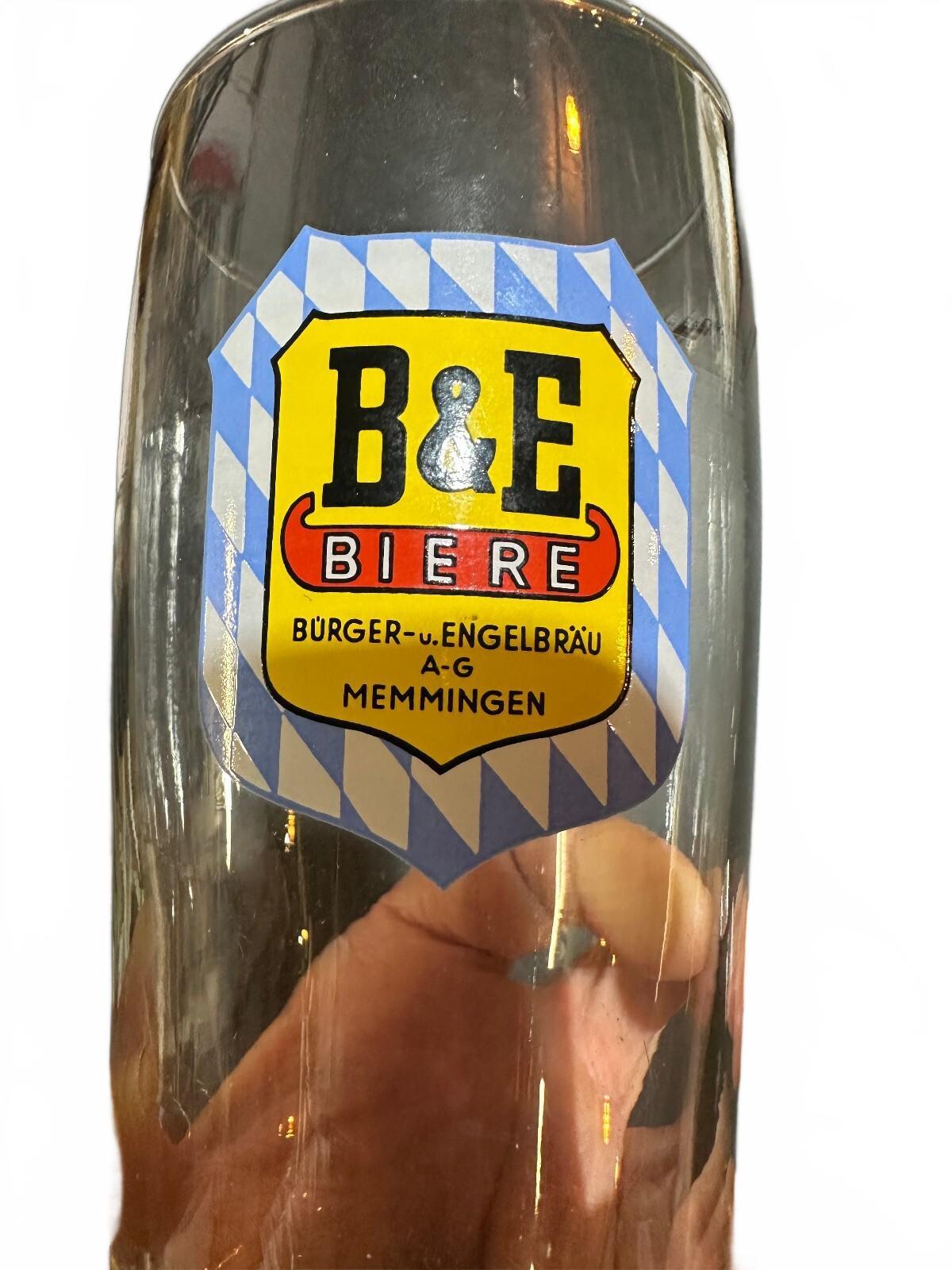Vintage B&E Biere Memmingen German Beer Glass