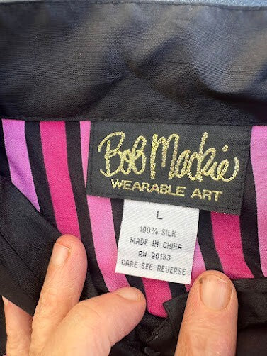 Bob Mackie Wearable Art Silk Striped Blouse