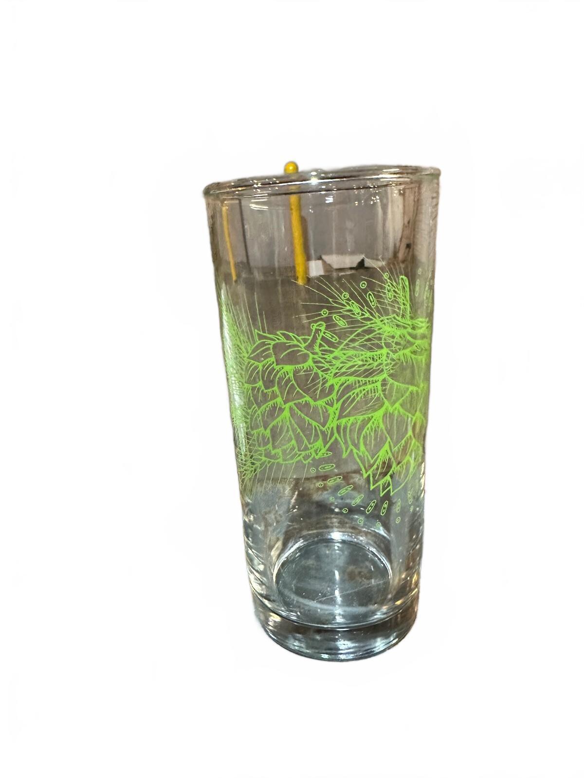 Vintage Green Hops Botanical Highball Tumbler Glass