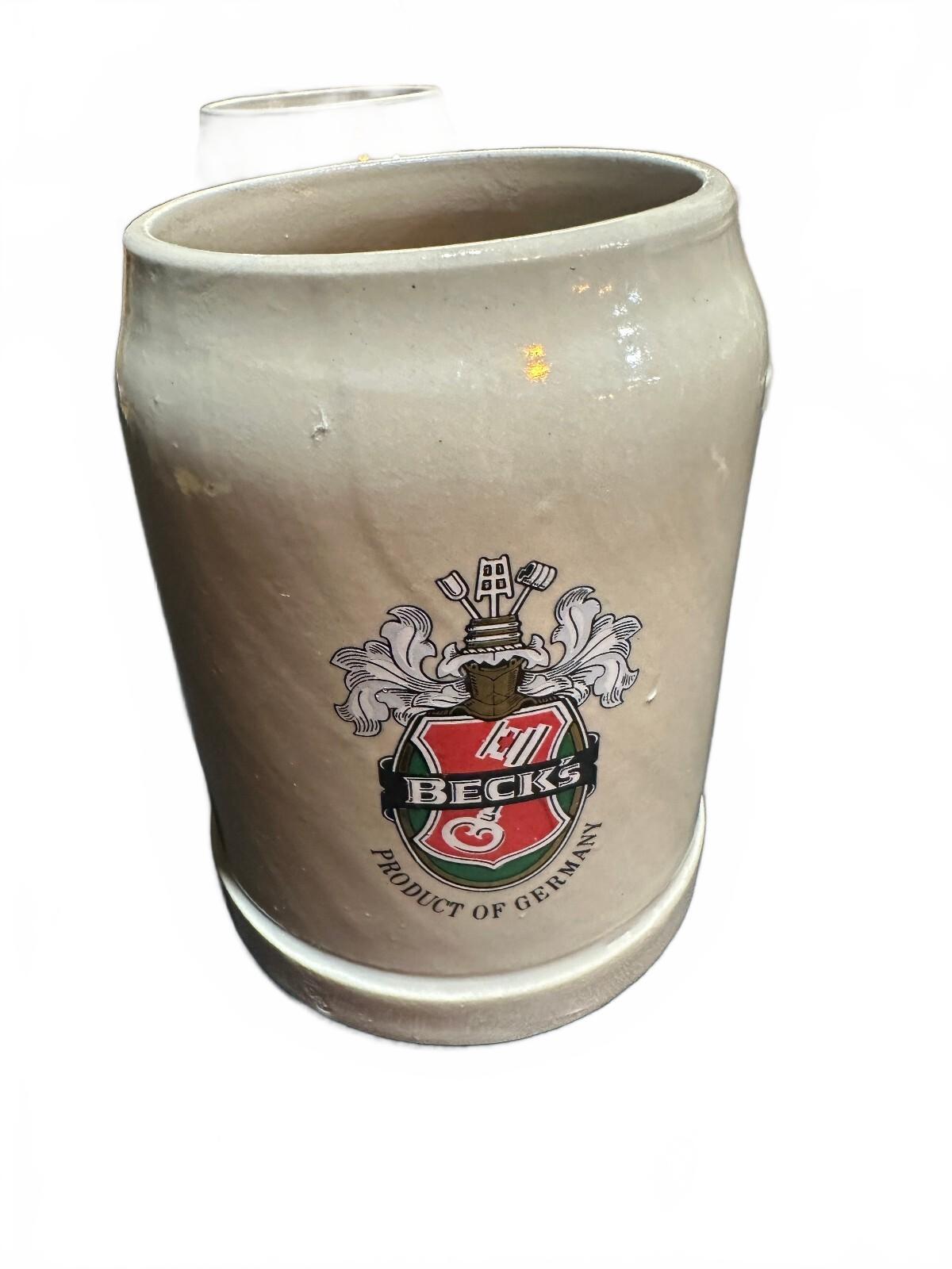 8 Vintage Beck's German Stoneware Beer Steins 5"