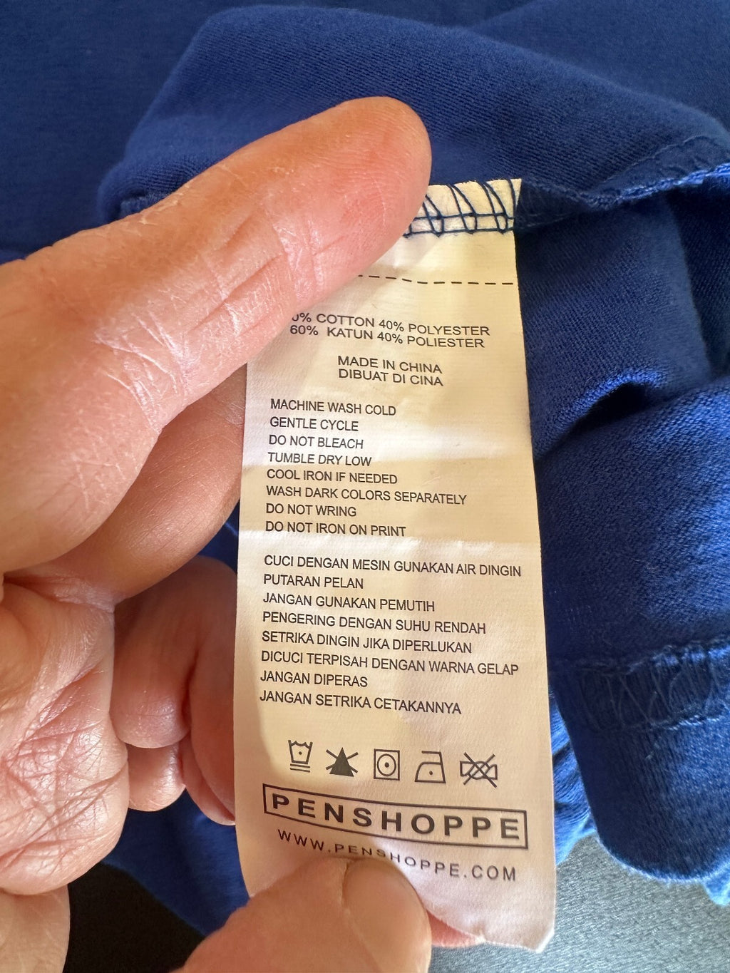 Penshoppe Blue Pocket Tee XL Silver Trim NWT