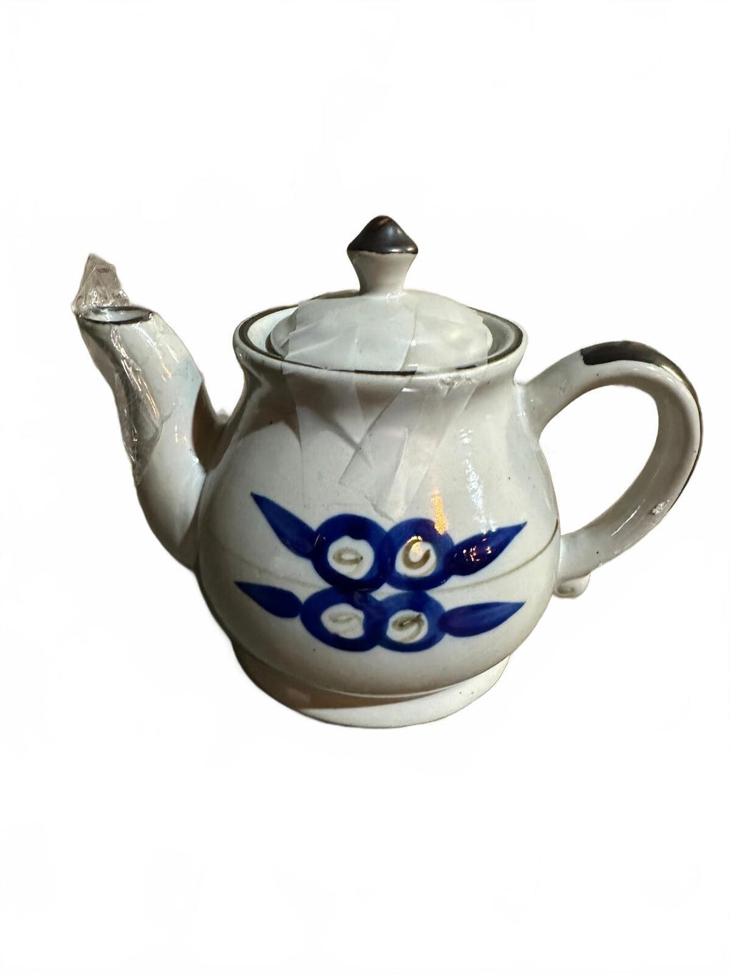 Blue White Studio Pottery Teapot Berry Design