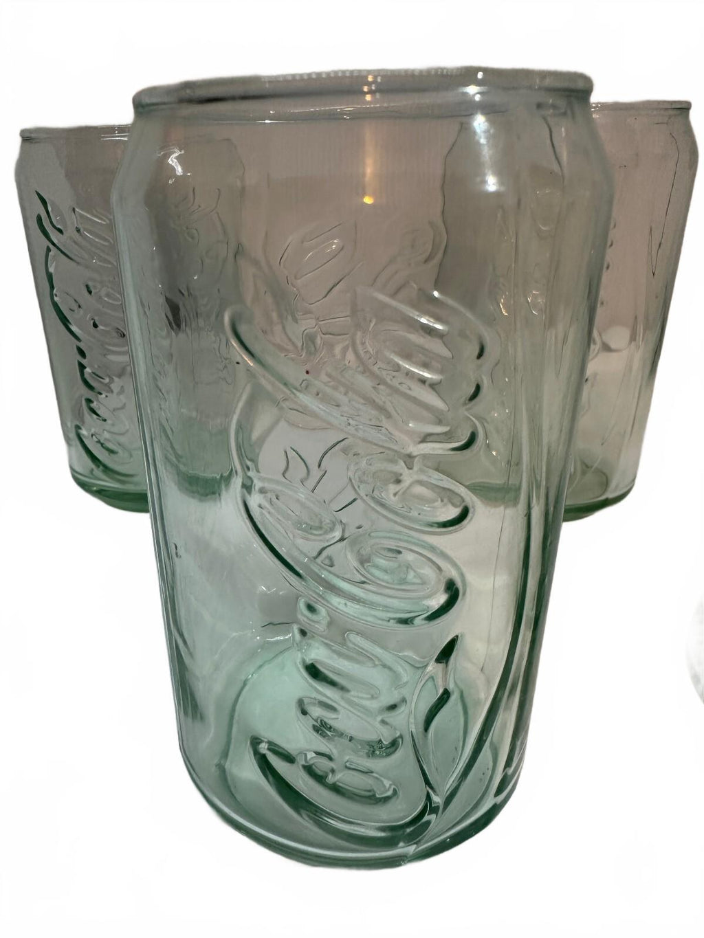 Set of 4 Coca-Cola Green Can Shaped Glass Tumblers