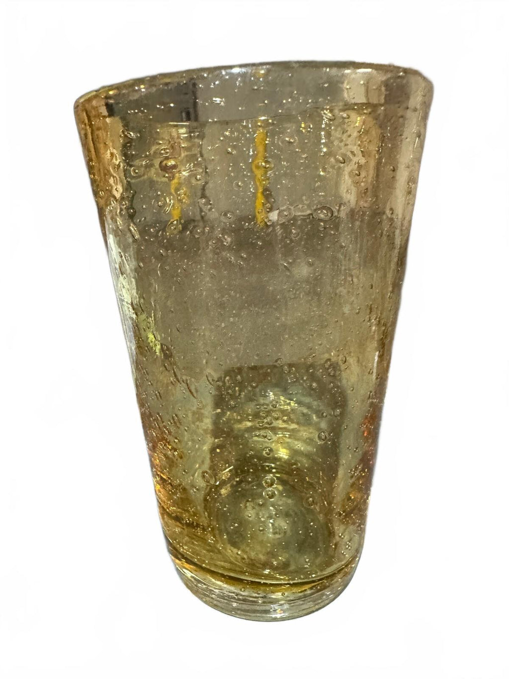 Vintage Amber Seeded Bubble Glass Tumbler Hand Blown