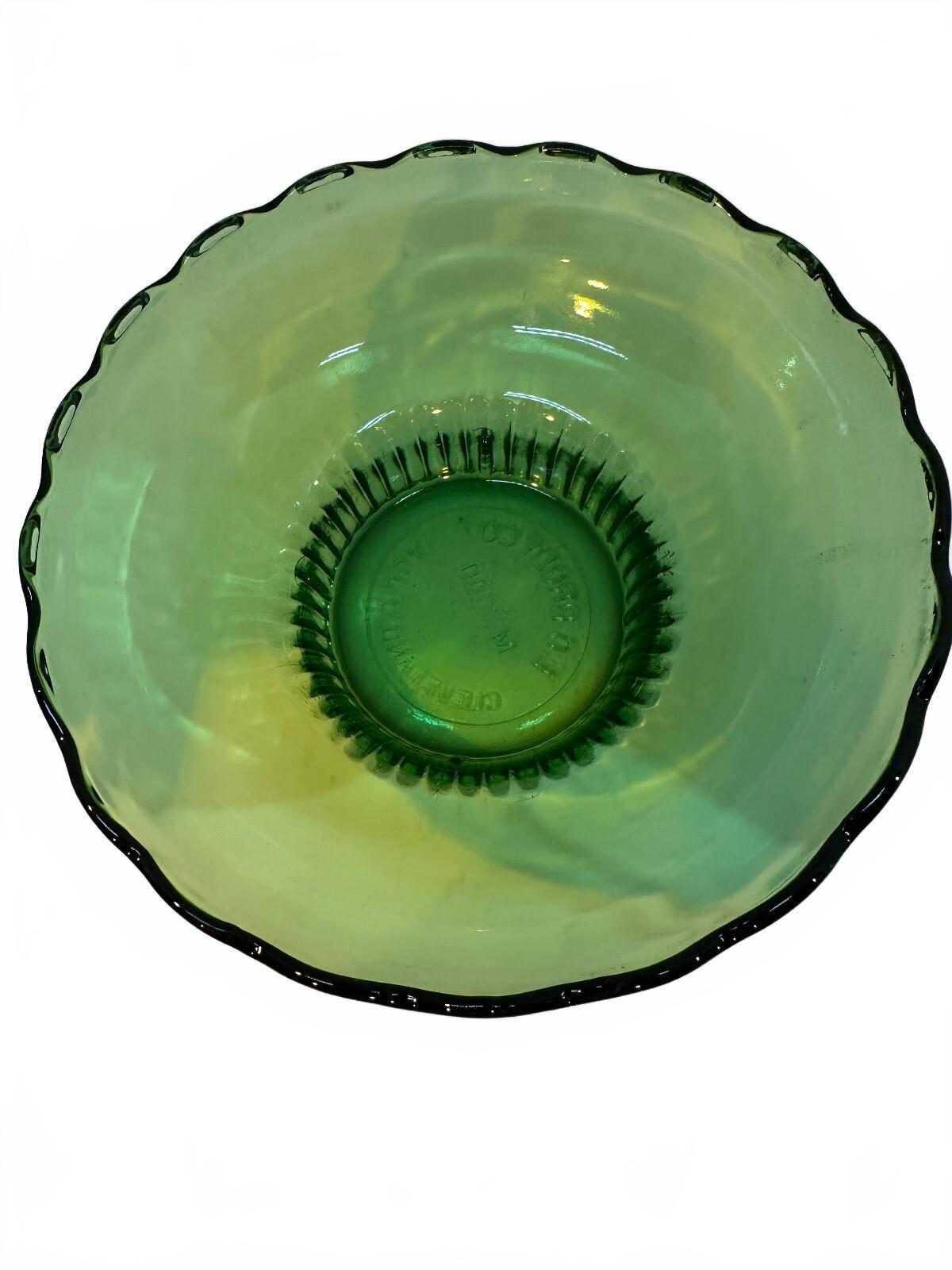 Vintage E.O. Brody M2000 Green Glass Pedestal Bowl