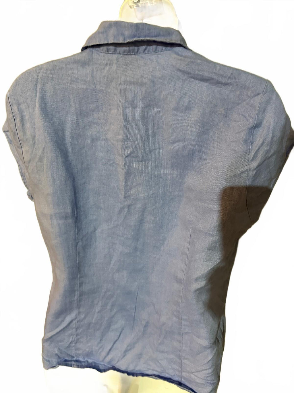 Jillian Jones Blue Linen Button Front Blouse M