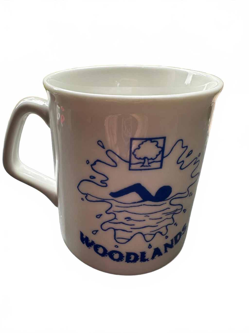 Vintage Woodlands Swimmer Ceramic Mug Blue White