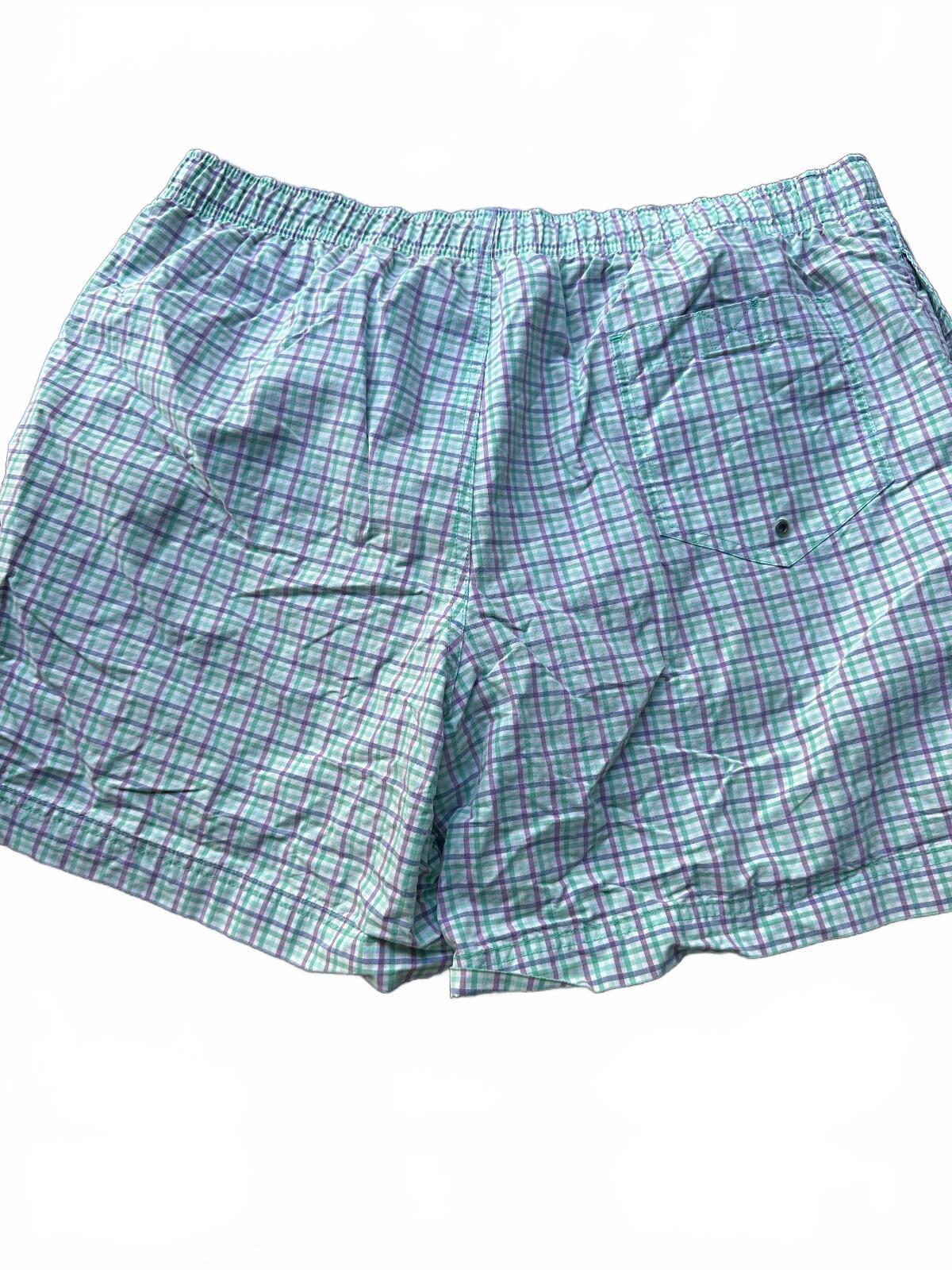 Polo Sport Plaid Swim Trunks L Purple Green Lined