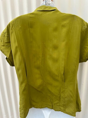 Sunny Leigh Olive Green Silk Blouse M