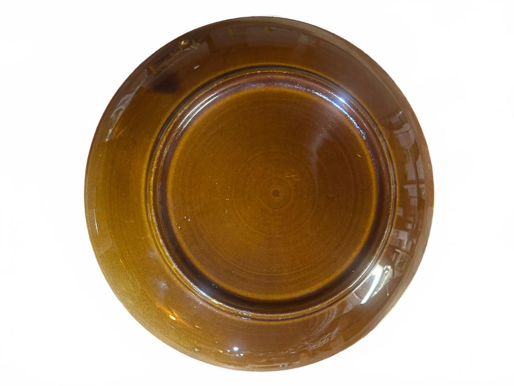 Vintage Brown Drip Glaze Ceramic Dinner Plate 10"