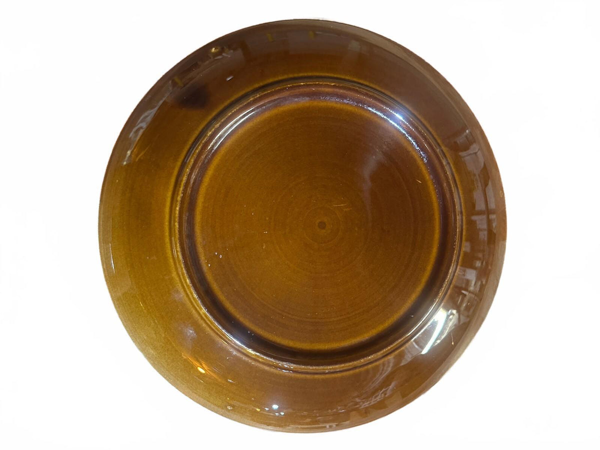 Vintage Brown Drip Glaze Ceramic Dinner Plate 10"