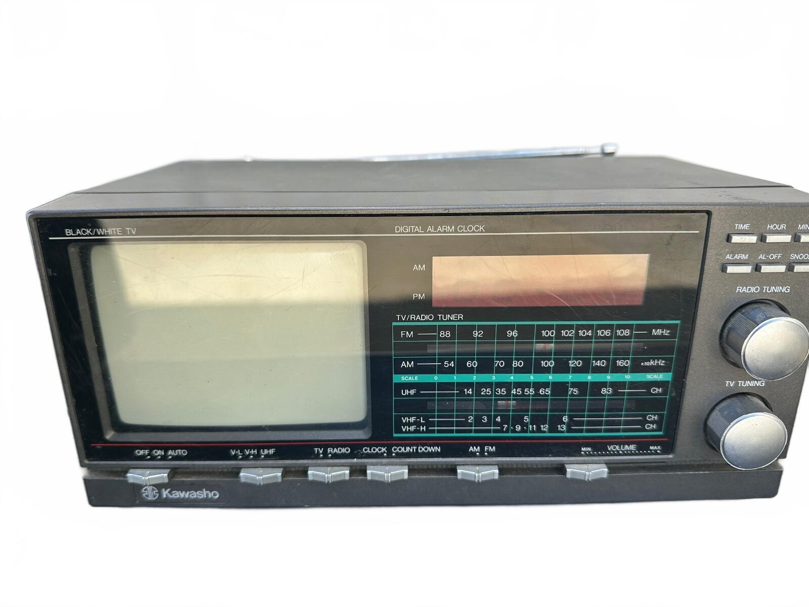 Kawasho 3705 4.5" B&W TV AM/FM Alarm Clock