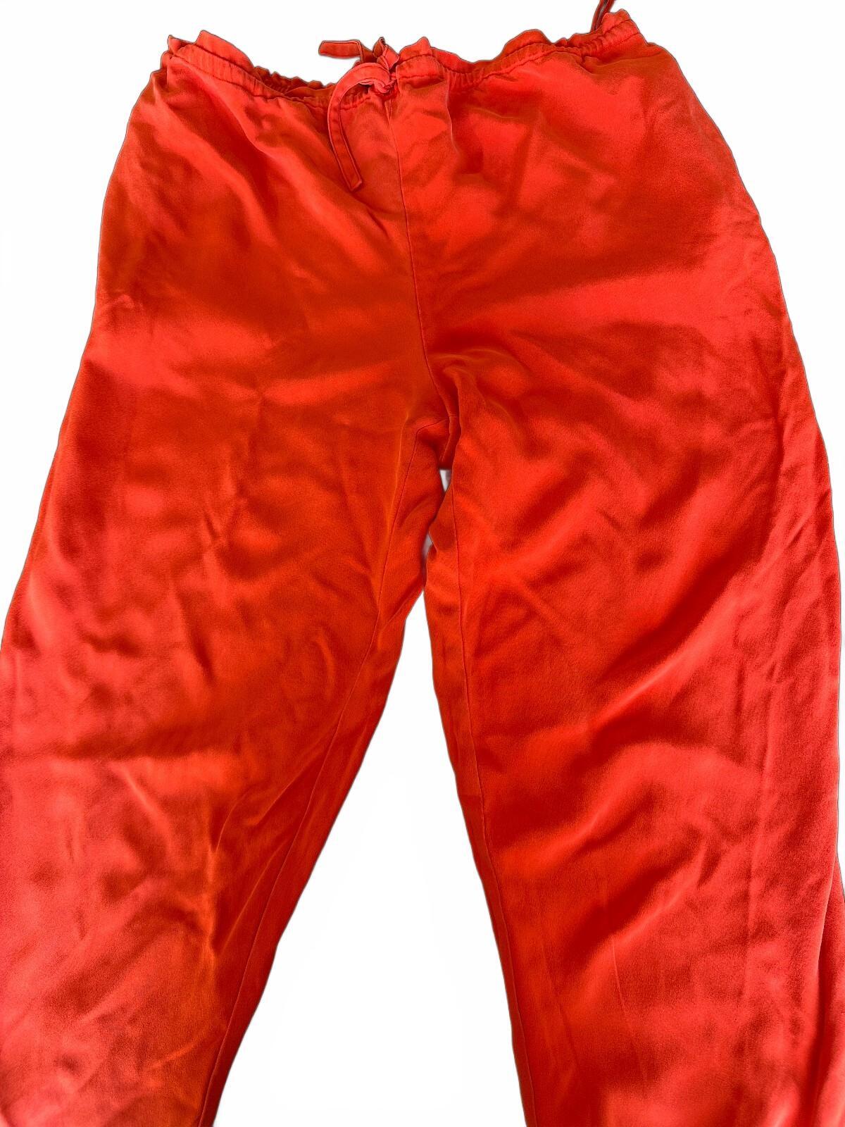 Vintage Ellen Tracy Orange Silk Drawstring Pants
