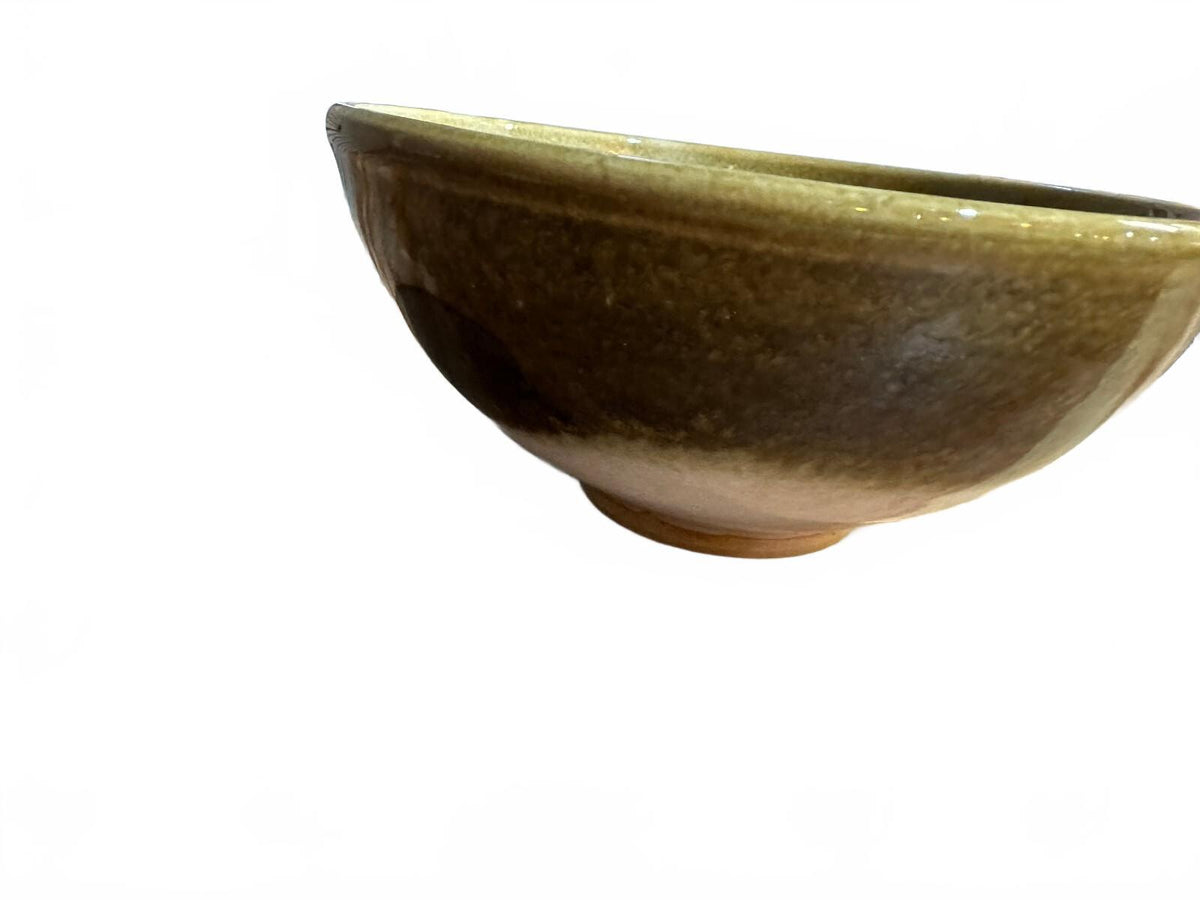 Vintage Green Studio Pottery Bowl Impressed Marks 5.5"