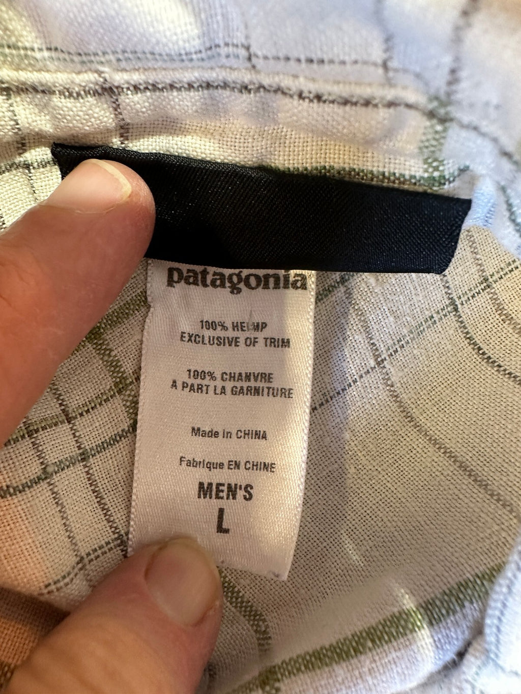 Patagonia Hemp Windowpane Shirt Men's L
