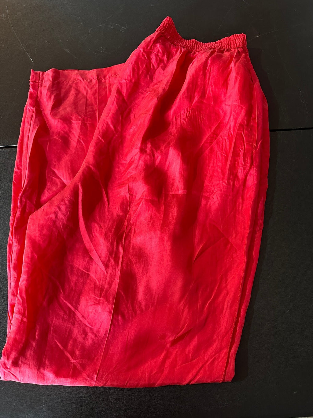 Marnie West Red 100% Silk Pull-On Pants L