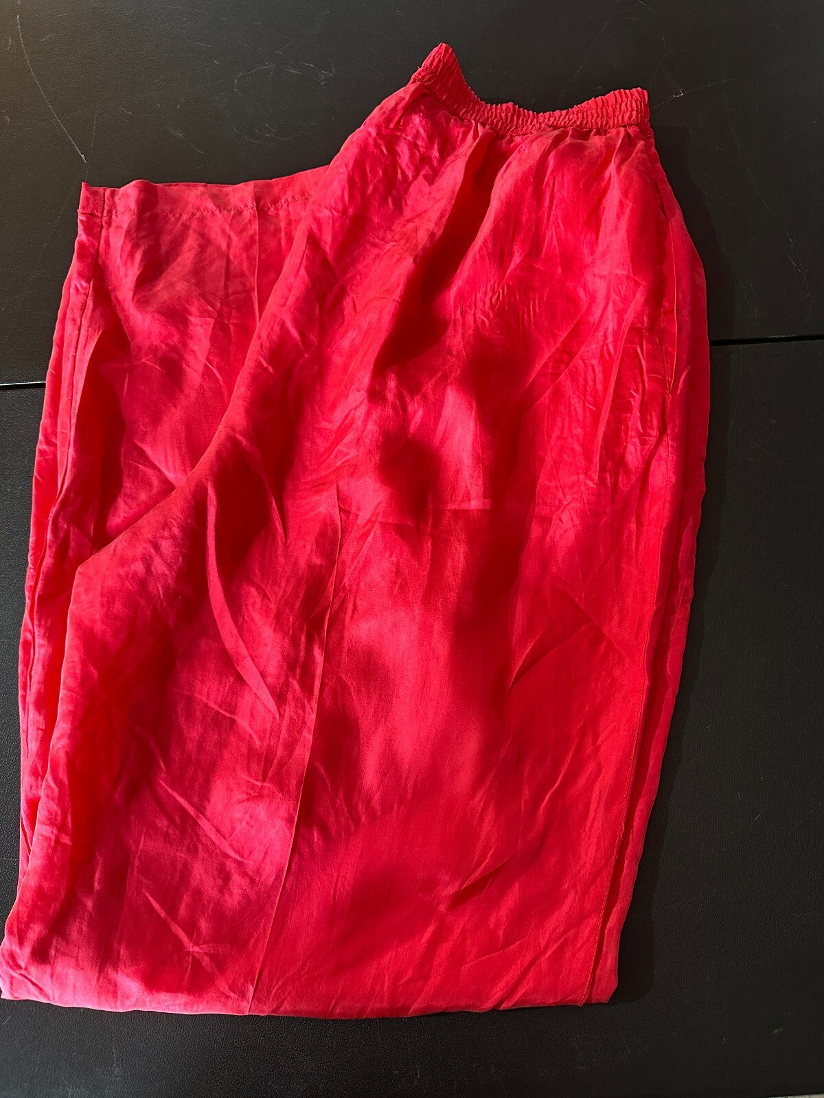 Marnie West Red 100% Silk Pull-On Pants L