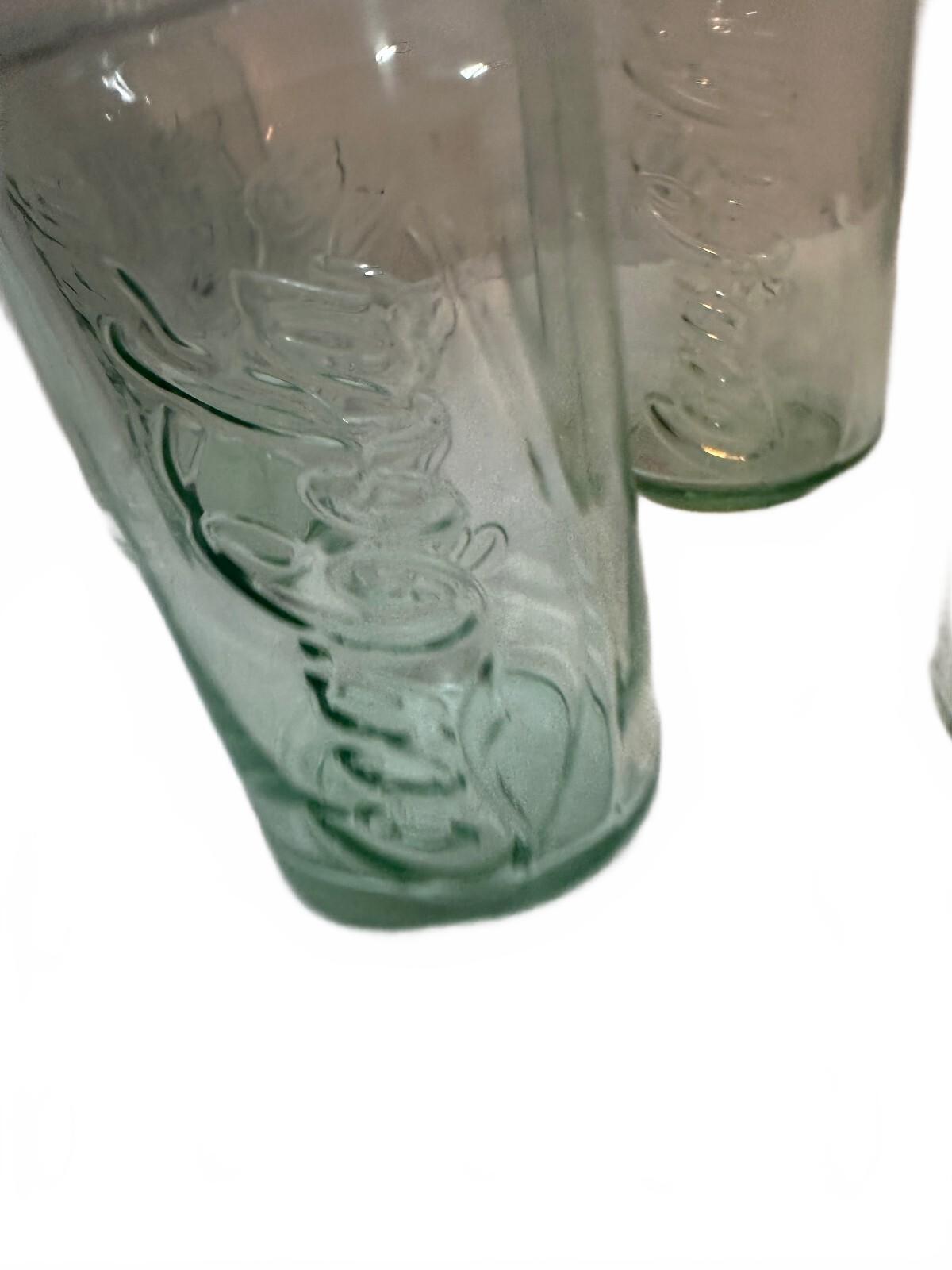 Set of 4 Coca-Cola Green Can Shaped Glass Tumblers