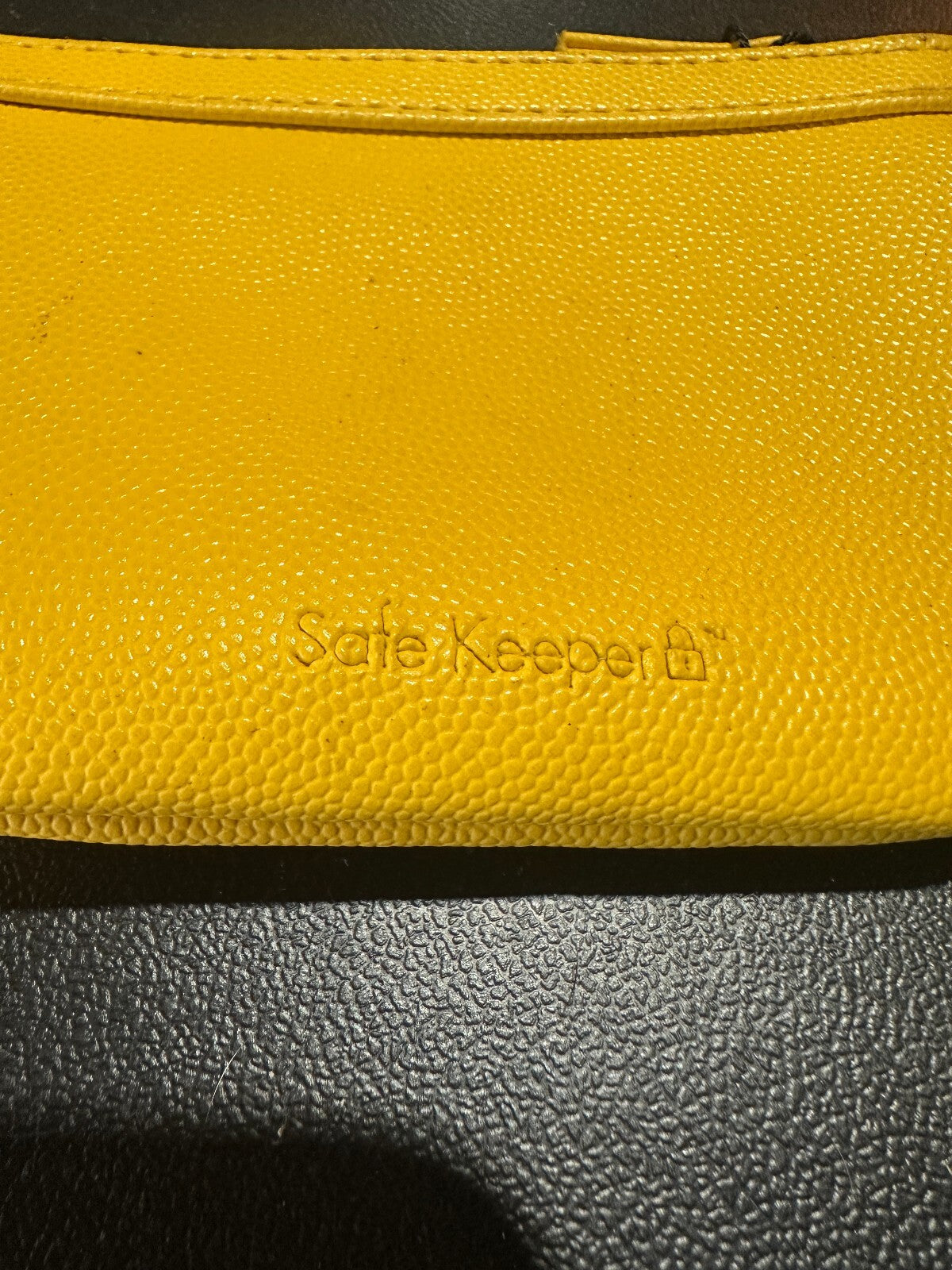 Safe Keeper Yellow Coin Purse Keychain Zip Pouch