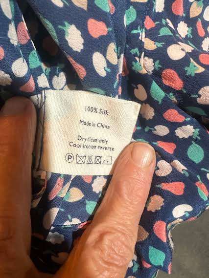 Aubin & Wills Silk Fruit Print Blouse Size 10