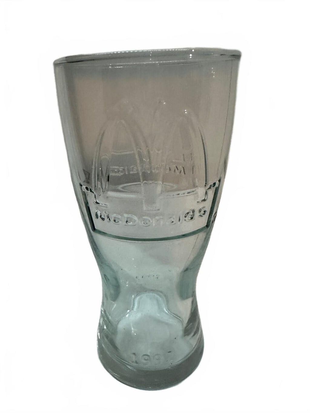 3 McDonald’s 1997 Embossed Glasses Purple Green Clear