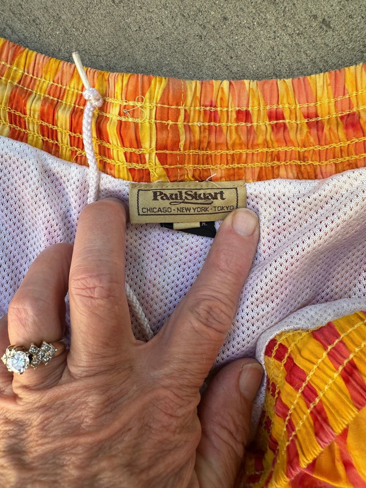 Vintage Paul Stuart USA Wavy Stripe Swim Trunks XXL