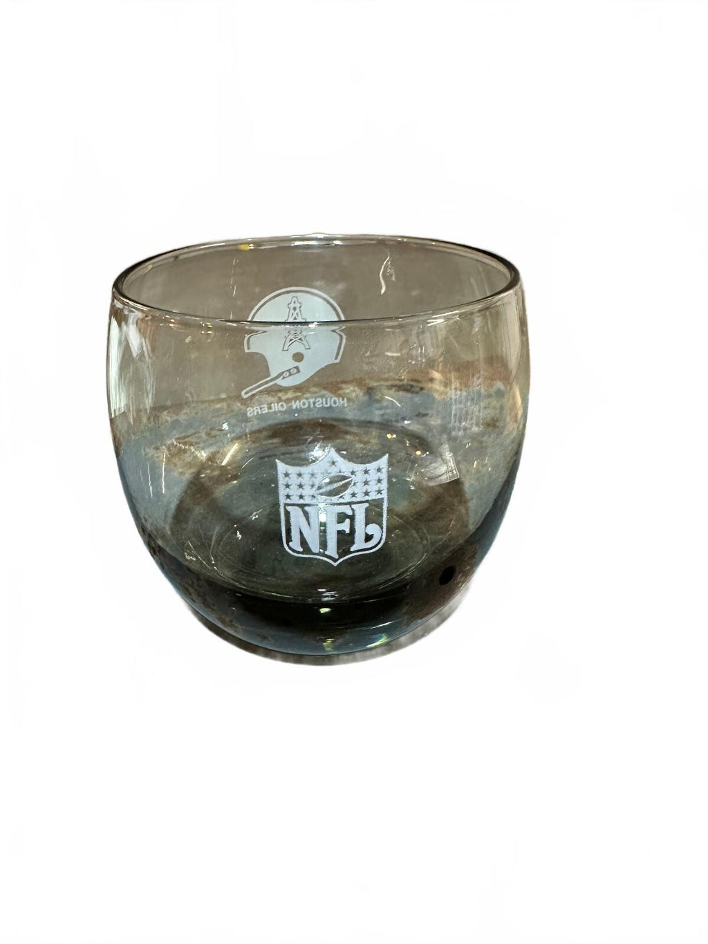 Vintage 1970s Houston Oilers NFL Smoked Rocks Glass