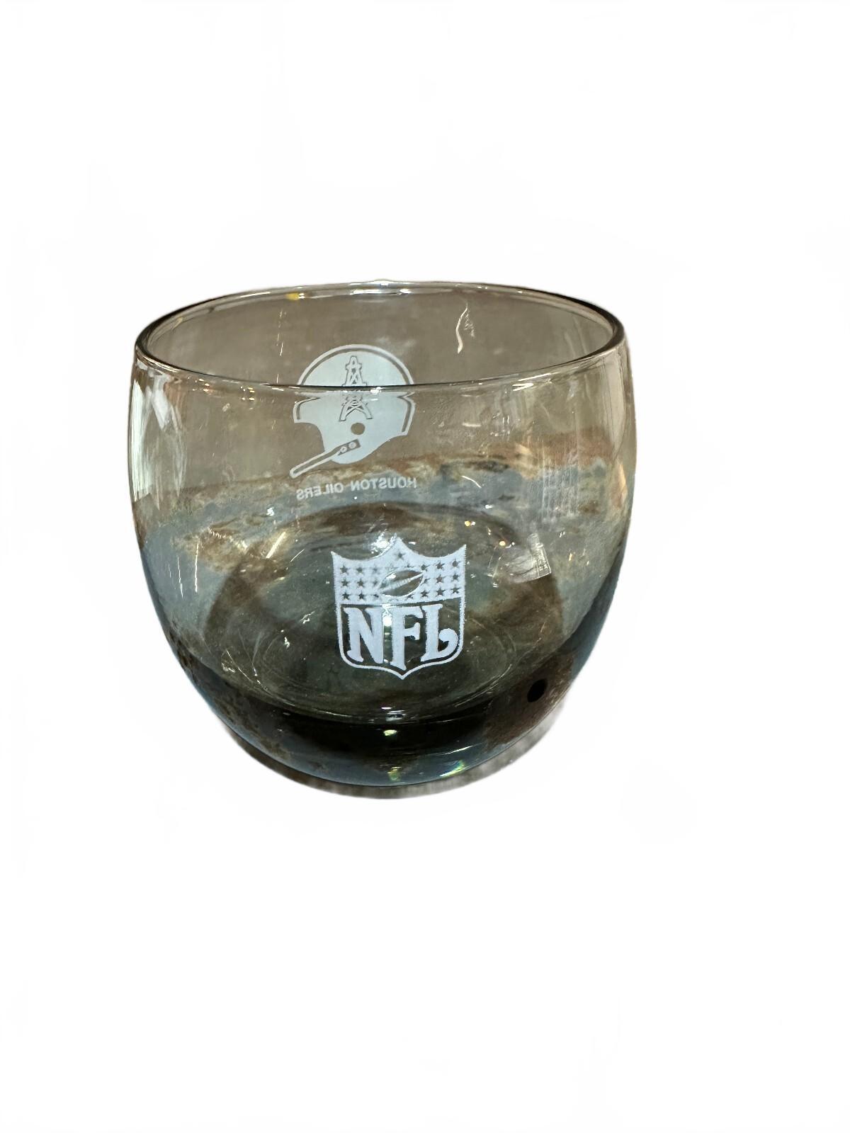 Vintage 1970s Houston Oilers NFL Smoked Rocks Glass