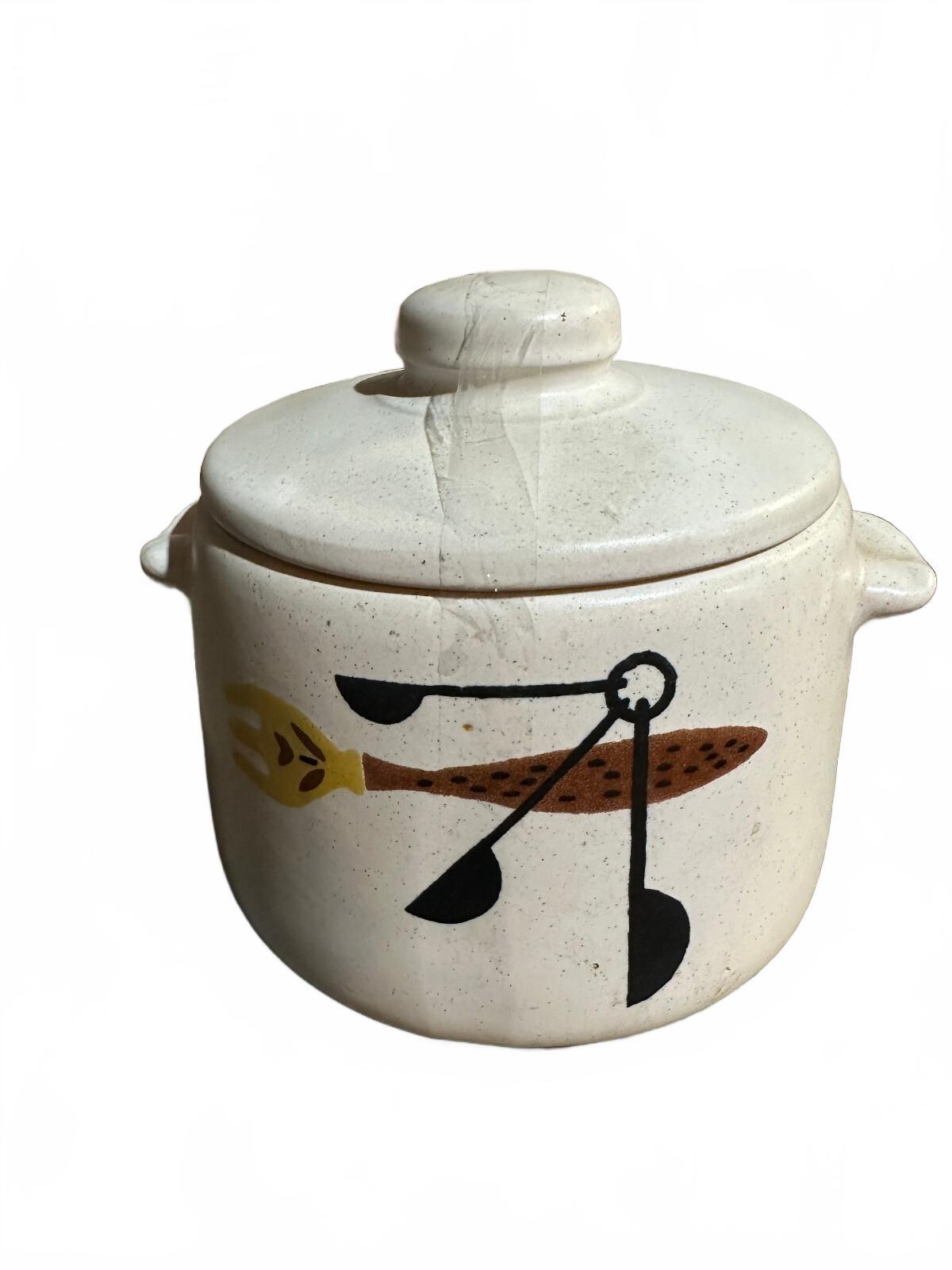 Vintage West Bend USA Stoneware Bean Pot With Lid