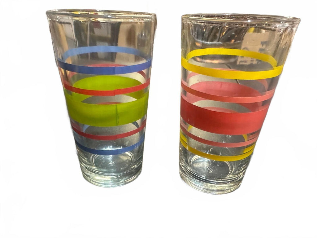 Vintage Firna Indonesia Striped Tumblers Set of 2