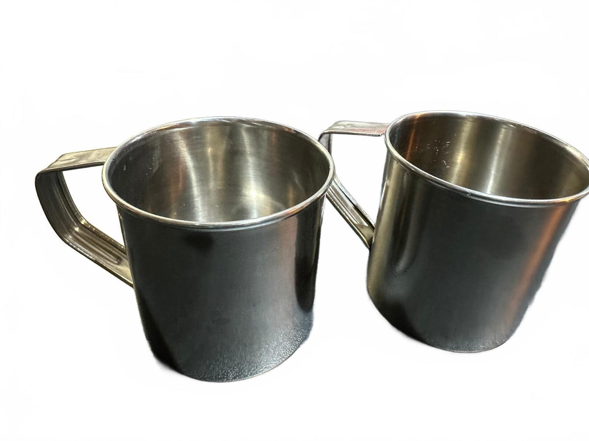 2 Vintage Stainless Steel Camping Mugs Metal Cups