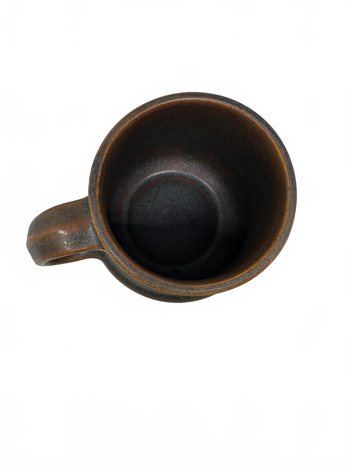 Vintage USA Brown Ribbed Stoneware Mug 1970s